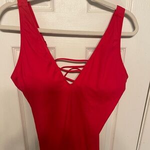 Ta3 Red Plungy swimsuit